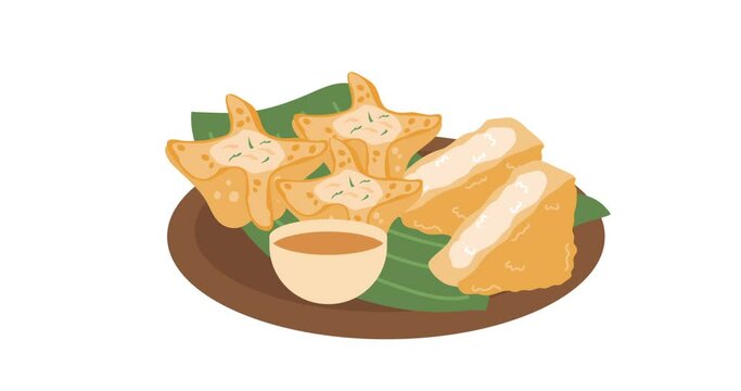 Baso Tahu Goreng or Batagor, Bandung Popular Street Food Snack animation