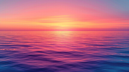 Fototapeta premium A smooth gradient of sunset colors, where the tranquil purples, pinks, and oranges merge like the sky at dusk reflecting on a still ocean, abstract background