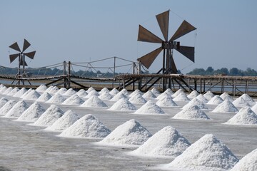 Pile of salt in a salt field, Sea salt is salt that is produced by the evaporation of seawater