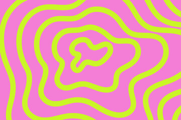 Abstract psychedelic y2k retro background. Vivid lines spiral, wavy swirls. Simple minimalistic design. Vector illustration