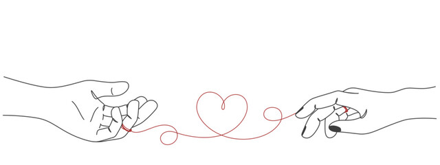 pinky promise line art illustration. wedding, valentine element vector - obrazy, fototapety, plakaty
