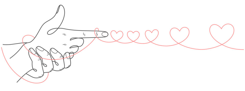 love with heart beat line art vector illustration. valentine's day decoration design