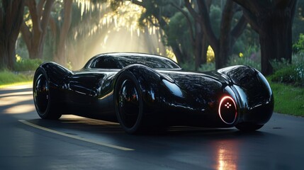 Incredible luxury sports supercar, neon lights, power, speed, drift, dark night urban style - obrazy, fototapety, plakaty
