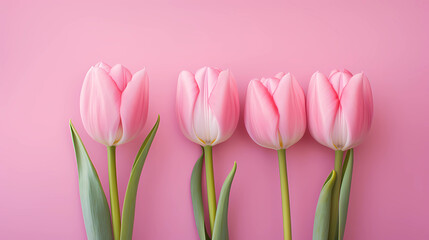 Pink tulips on pink background, mothers day, Valentines day 