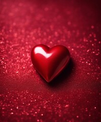 Valentines Day background with heart and roses. roses and valentine red heart on red glitter background