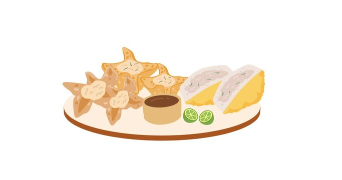 Batagor Baso Tofu Fried, Deep Fried Fish Dumpling animation