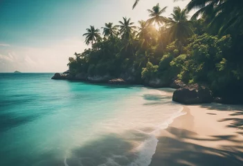 Foto op Canvas Beautiful tropical island sea beach landscape turquoise ocean water © ArtisticLens