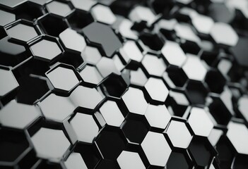 Digital black hexagonal honeycomb background