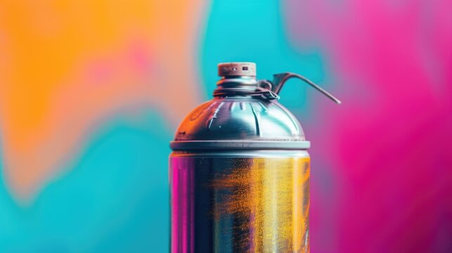 A spray can is sitting on a table. This versatile image can be used in various contexts