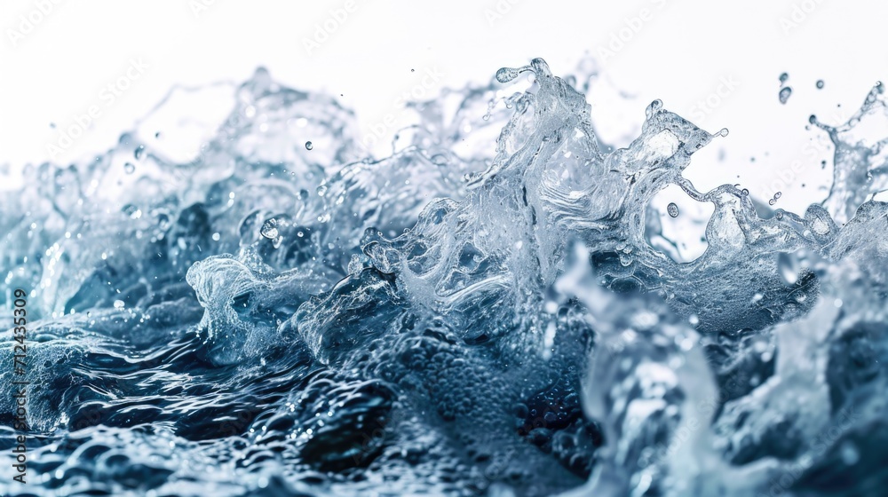 Poster a detailed view of a wave in the ocean. this image can be used to depict the power and beauty of nat