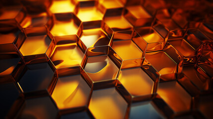 abstract golden hexagon background