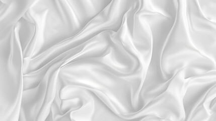 Wave White Satin Fabric Background.wavy Silk Cloth Fluttering