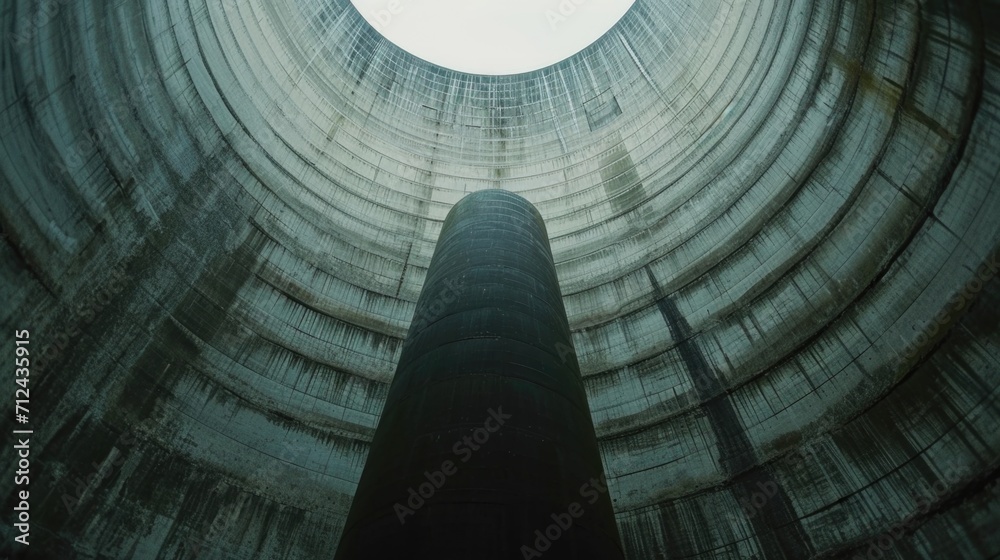 Aufkleber A picture of a large concrete structure with a skylight in the middle. This image can be used to depict modern architecture or industrial design