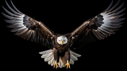  Eagle black filled isolated black background- Generative AI