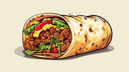 copy space, vector illustration, National Burrito Day, National Burrito Day vector illustration. Burrito stuffed with meat, beans and vegetables icon vector. Design for menu card or T-shirt.