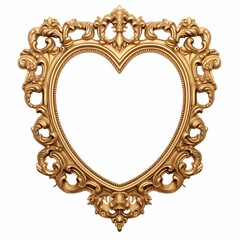 golden love frame in white background ai generated