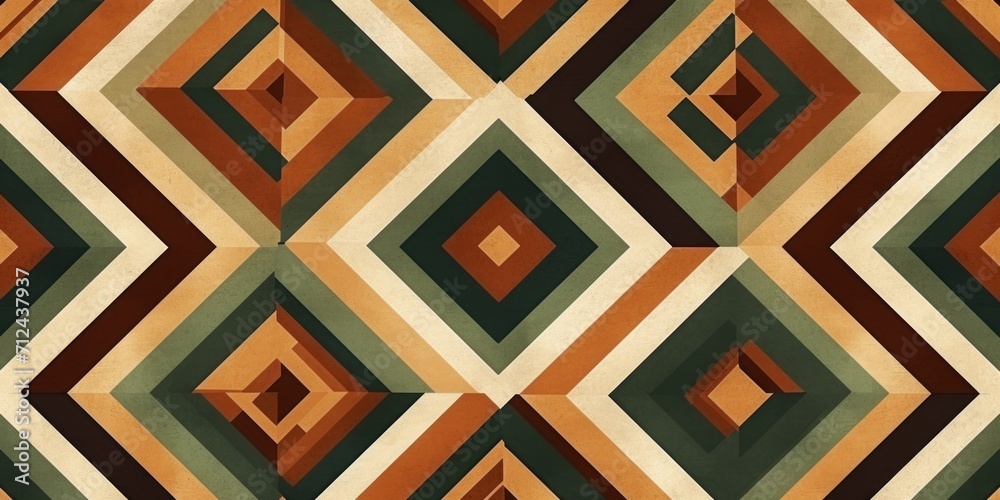 Poster A vibrant pattern featuring squares and rectangles in various shades of brown, green, and orange. This versatile image can be used for a wide range of design projects