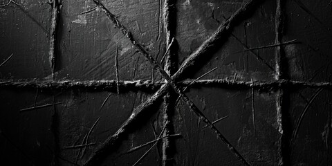 A black and white photo of a cross made of sticks. Suitable for various artistic projects and religious themes