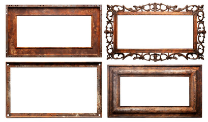 Set of rusty metal frames, cut out - obrazy, fototapety, plakaty