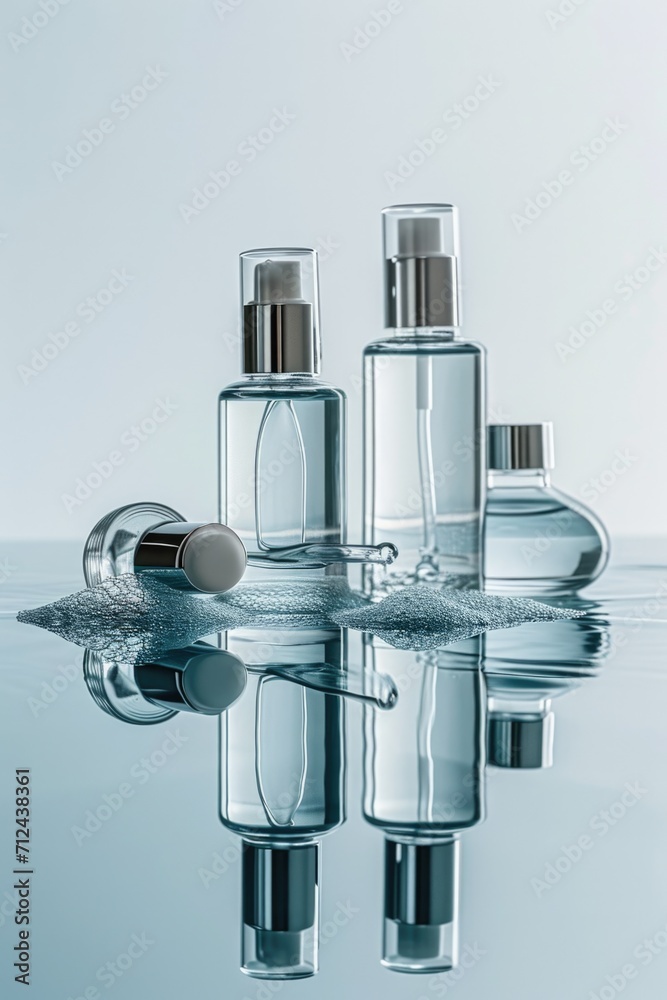 Aufkleber two bottles sitting on top of a table. suitable for various uses