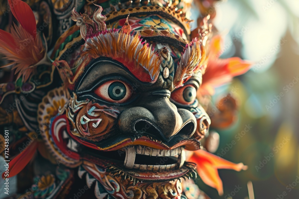 Poster Close-up view of a mask attached to a pole. Can be used for various purposes