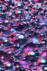 Holographic abstract 3d rendering of water surface with bubbles in it.