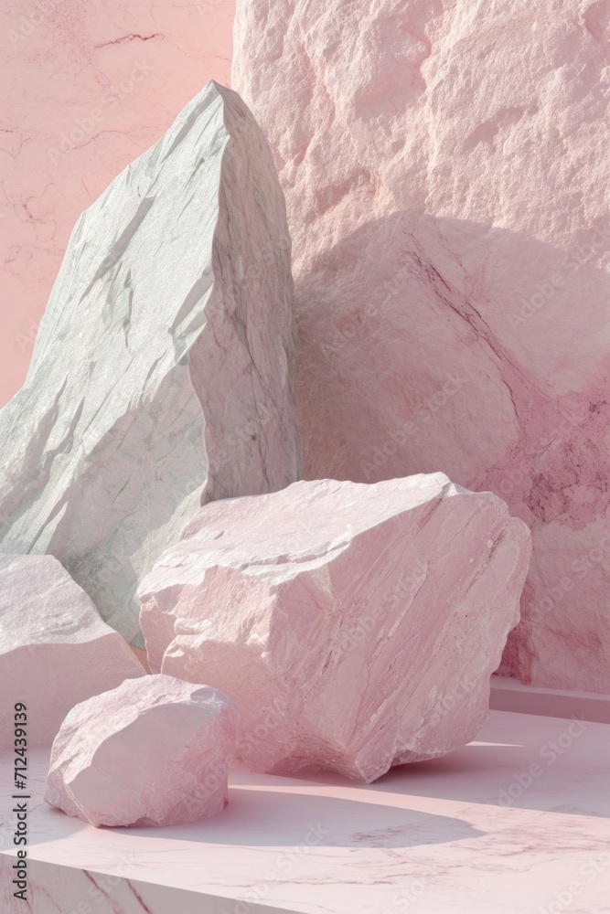 Poster Rocks sitting on a white surface. Can be used as a background or texture for design projects