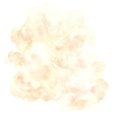 Watercolor abstract peach fuzz stain smoke, cloud. Isolated hand drawn illustration pastel splashes, blob of ink paint. Template for backdrop, card, packaging, textile and sticker, sales, advertising