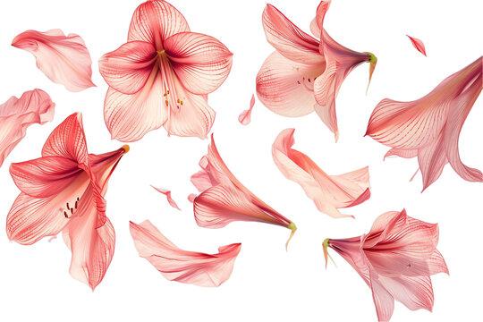amaryllis petals flew isolated on white background - Powered by Adobe