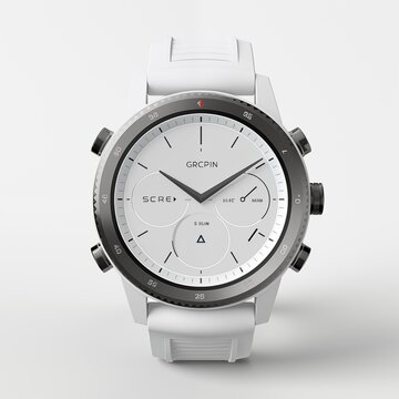 white smart watch realistic image in white background ai generated