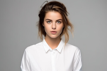 Fototapeta premium Woman in White Tshirt Mockup created with Generative AI