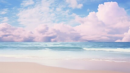 vibrant pastel summer background illustration sunny beach, ocean sky, flowers ice vibrant pastel summer background