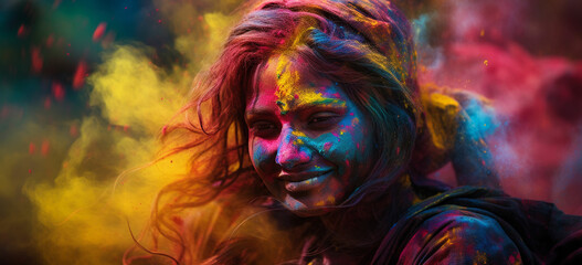 Naklejka premium happy holi festival greeting festival of colors.