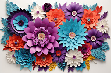 Fototapeta na wymiar Colorful flowers paper background pattern lovely style