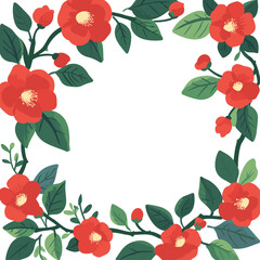 椿のフレーム、ベクターイラスト、赤