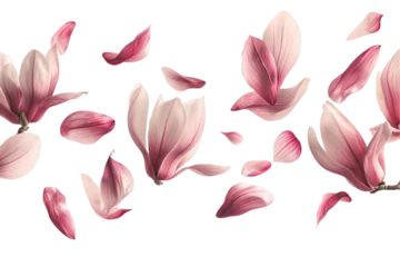 Foto op Plexiglas magnolia petals flew isolated on white background © masud