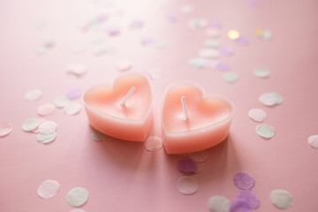 candles tablets in shape of heart. valentine's day.