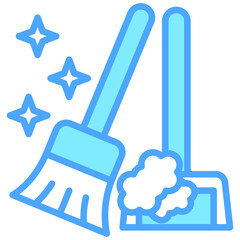 Sweep blue dual tone color icon, relate to housekeeping. use for UI or UX kit, web and app development.