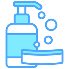 Soap blue dual tone color icon, relate to housekeeping. use for UI or UX kit, web and app development.
