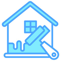 Painting blue dual tone color icon, relate to housekeeping. use for UI or UX kit, web and app development.