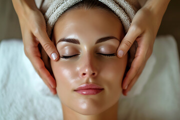 woman in spa doing facial massage