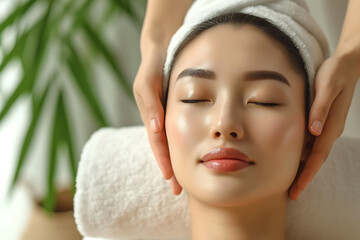 Obraz na płótnie Canvas woman in spa having a head massage