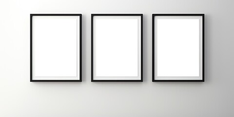 Mockup of isolated white posters with black frames.