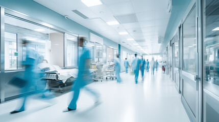 Naklejka na ściany i meble Dynamic Hospital Scene with Motion Blur