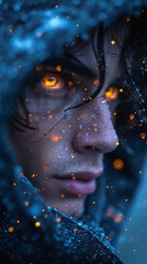 Portrait of a magician with glowing eyes
