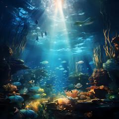 Fototapeta na wymiar Mystical underwater world