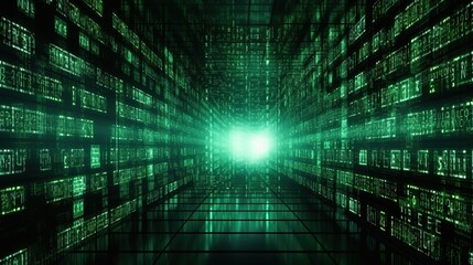 Green Digital Binary Data. Background, Code, Computer, Information, Network, Web, Coding, Futuristic
