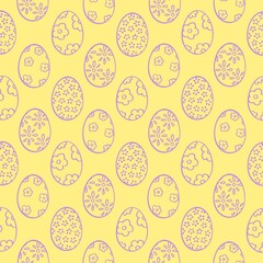 Easter eggs seamless pattern background. Easter doodle illustration.