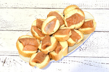 Canapes with red fish.