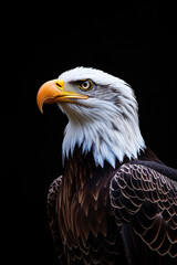 Obraz premium Portrait of a majestic bald eagle against a black background